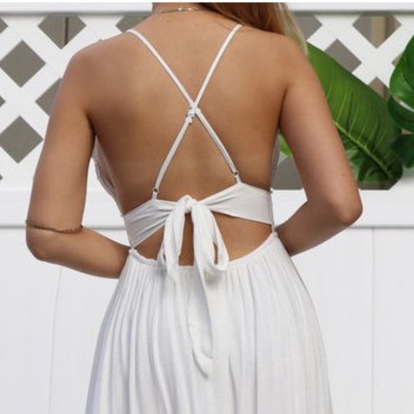 SOLD OUT Boho White Crochet Lace  Maxi Dress - Picture 7 of 7